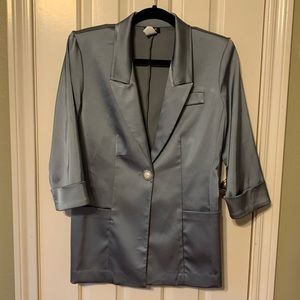 Vintage 90s Teal Satin Blazer